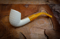 Embriodered Premium Block Cobra Meerschaum Pipe With Leather Case-Astaş Meerschaum