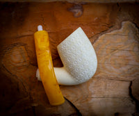 Embriodered Premium Block Cobra Meerschaum Pipe With Leather Case-Astaş Meerschaum