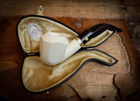 Silver Smooth Special Handmade Panel Block Meerschaum Pipe With Leather Box- Astaş Meerschaum