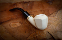 Silver Smooth Special Handmade Panel Block Meerschaum Pipe With Leather Box- Astaş Meerschaum