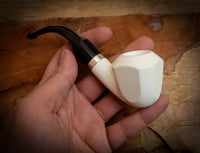 Silver Smooth Special Handmade Panel Block Meerschaum Pipe With Leather Box- Astaş Meerschaum