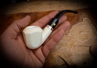 Silver Smooth Special Handmade Panel Block Meerschaum Pipe With Leather Box- Astaş Meerschaum