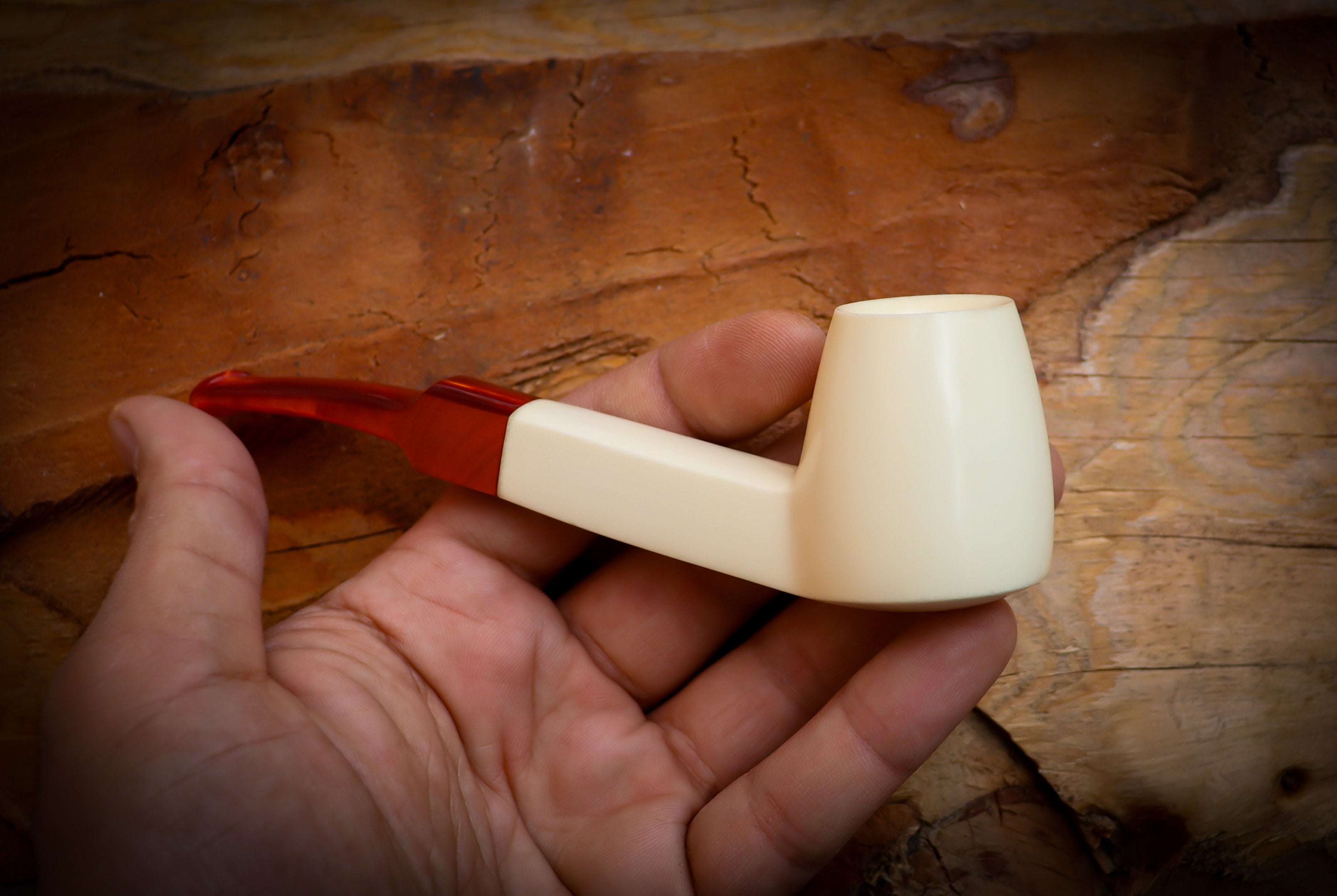 Smooth Special Handmade Freehand Meerschaum Pipe With Leather Box- Astaş Meerschaum