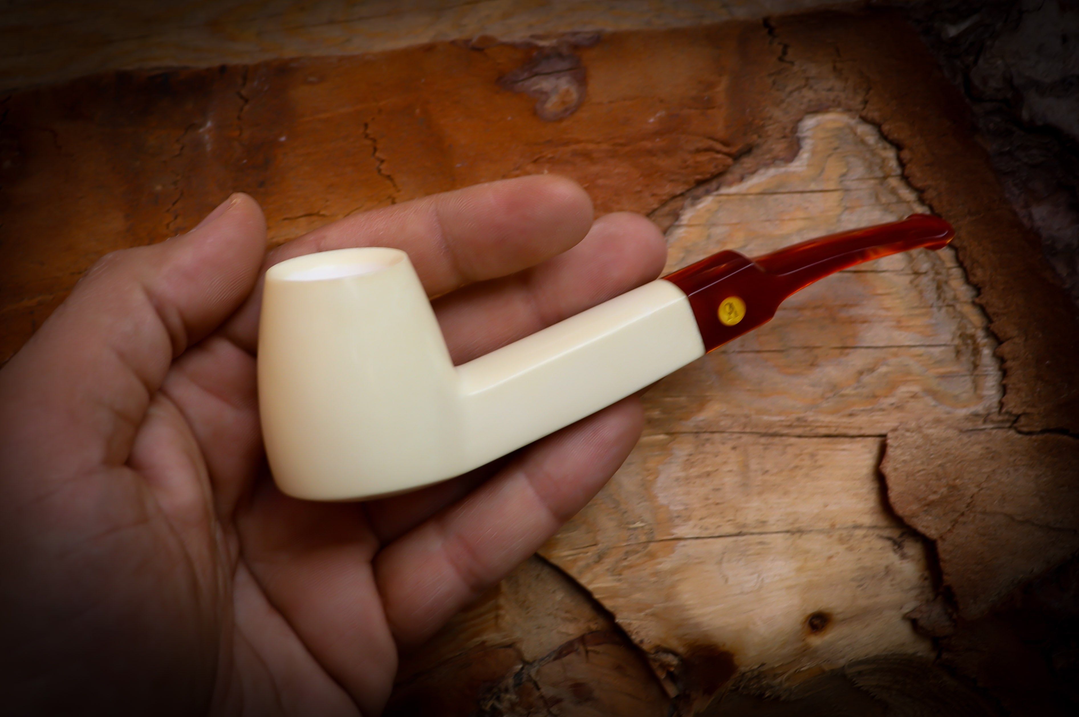 Smooth Special Handmade Freehand Meerschaum Pipe With Leather Box- Astaş Meerschaum