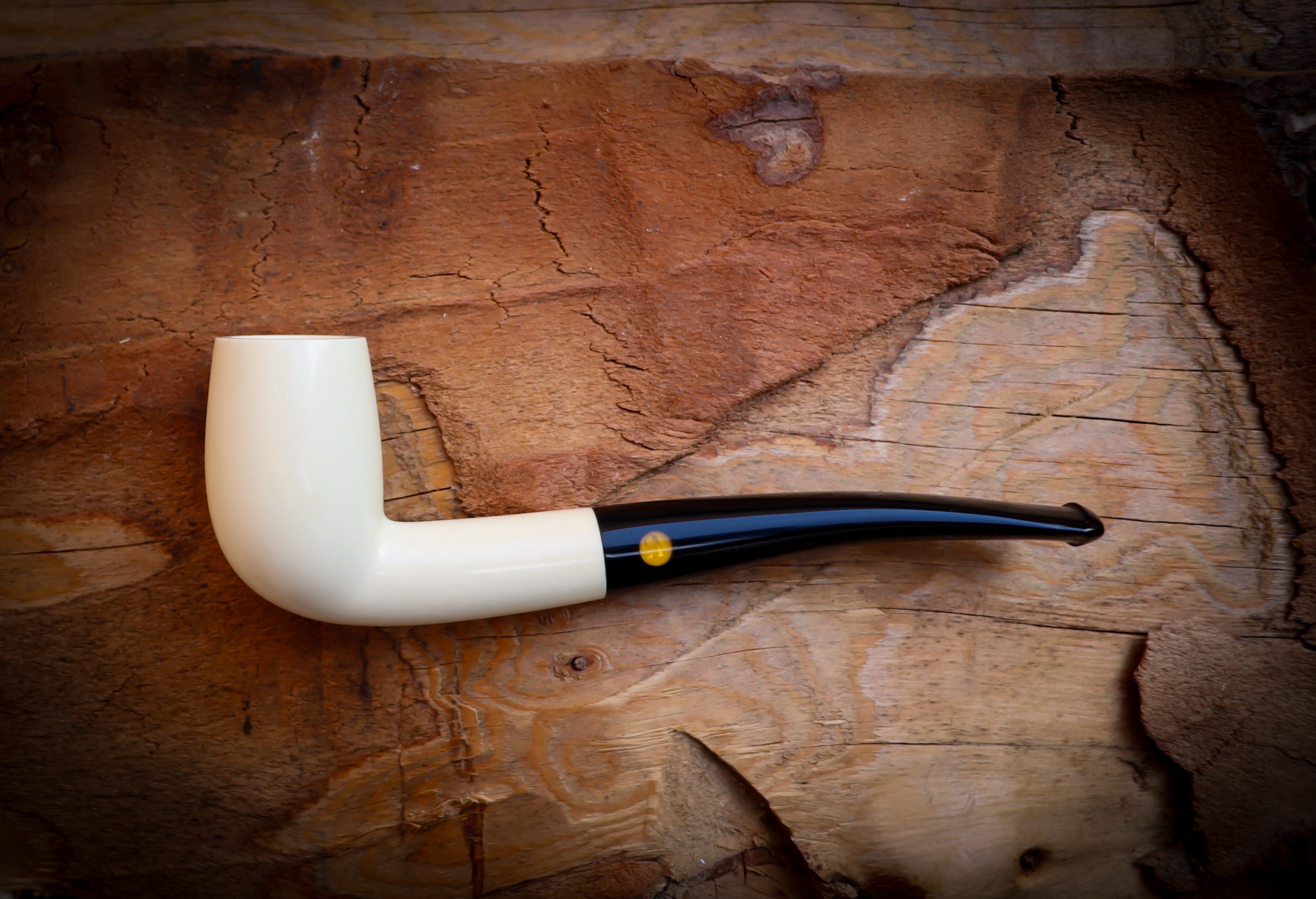 Smooth Special Hand Crafted Bent Meerschaum Pipe With Leather Box- Astaş Meerschaum