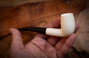 Smooth Special Hand Crafted Bent Meerschaum Pipe With Leather Box- Astaş Meerschaum