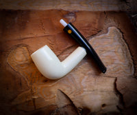 Smooth Special Hand Crafted Bent Meerschaum Pipe With Leather Box- Astaş Meerschaum