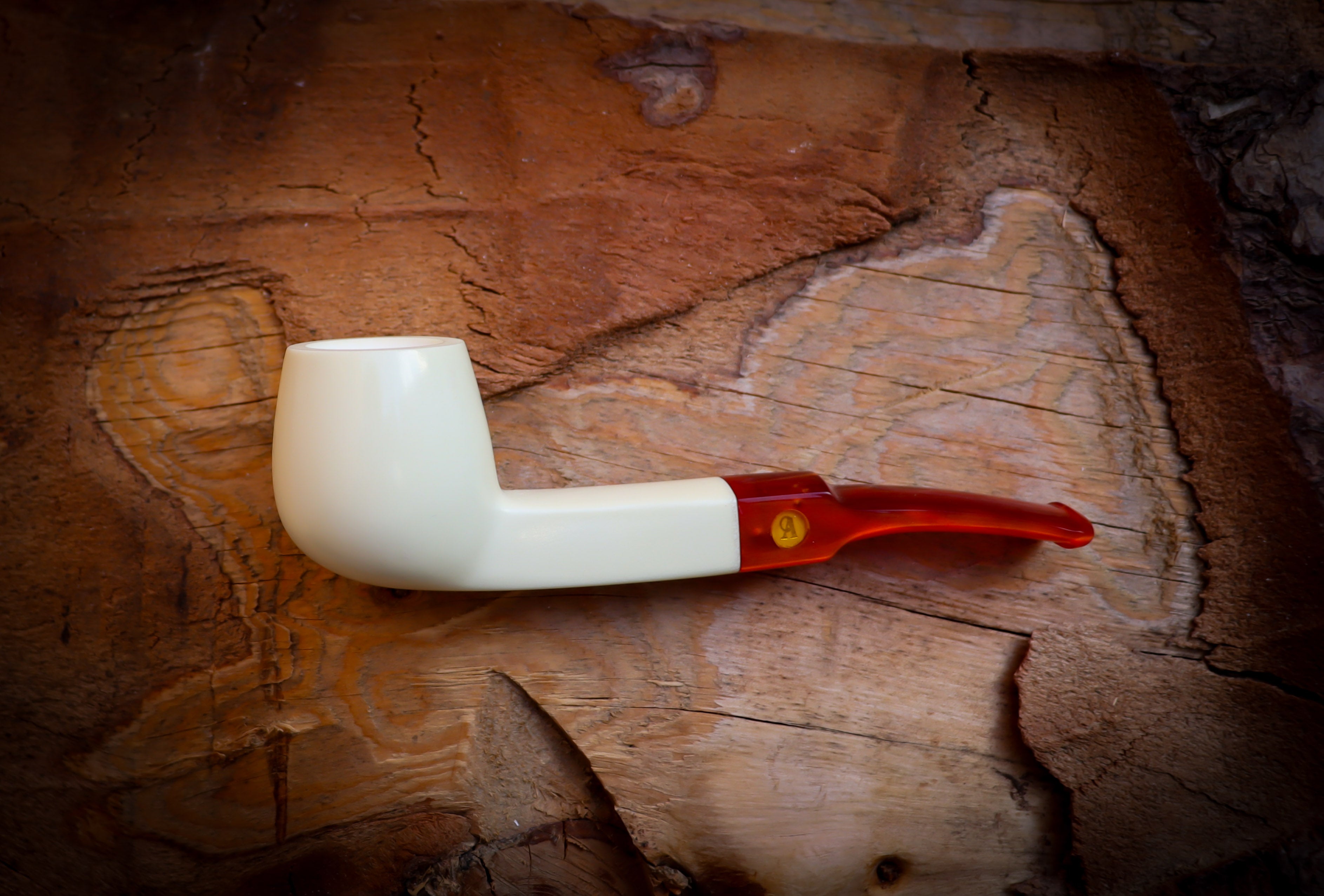 Smooth Special Handmade Billard  Meerschuam Pipe With Leather Box- Astaş Meerschaum