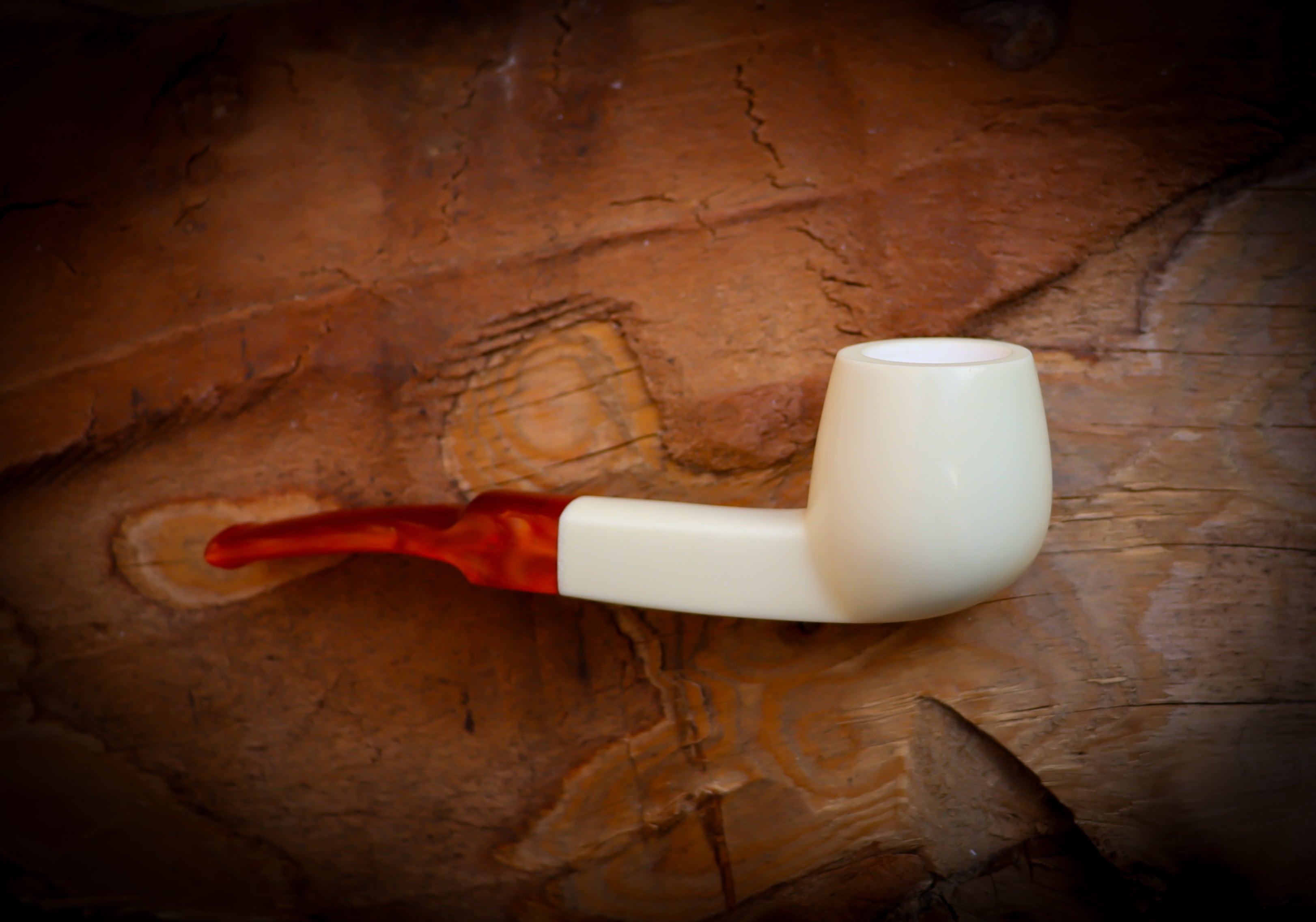 Smooth Special Handmade Billard  Meerschuam Pipe With Leather Box- Astaş Meerschaum