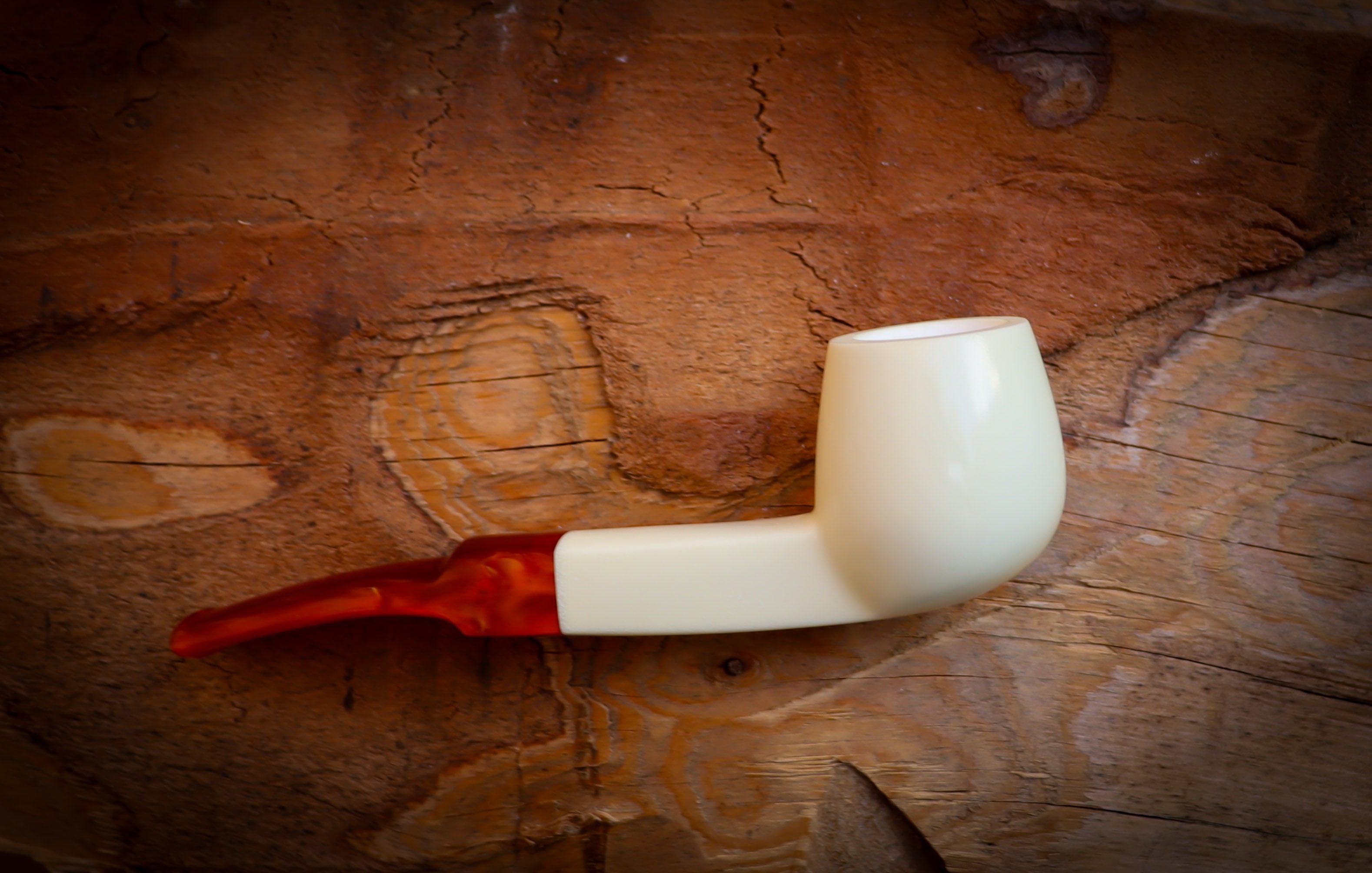 Smooth Special Handmade Billard  Meerschuam Pipe With Leather Box- Astaş Meerschaum
