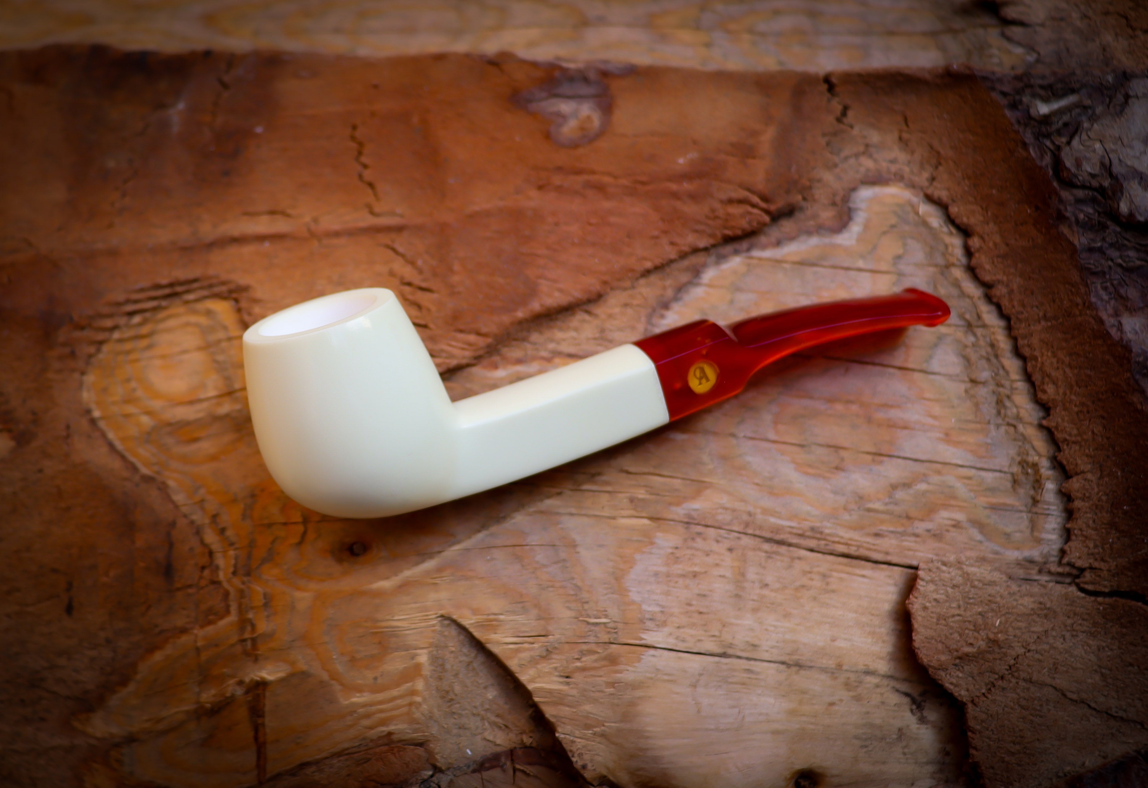 Smooth Special Handmade Billard  Meerschuam Pipe With Leather Box- Astaş Meerschaum