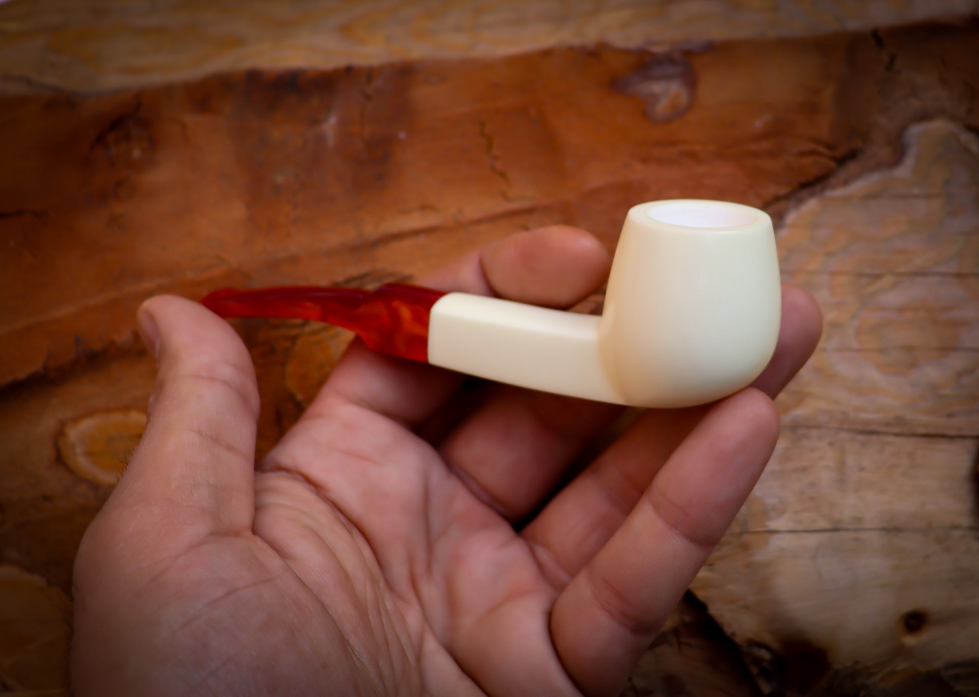 Smooth Special Handmade Billard  Meerschuam Pipe With Leather Box- Astaş Meerschaum, Apple Meerschaum