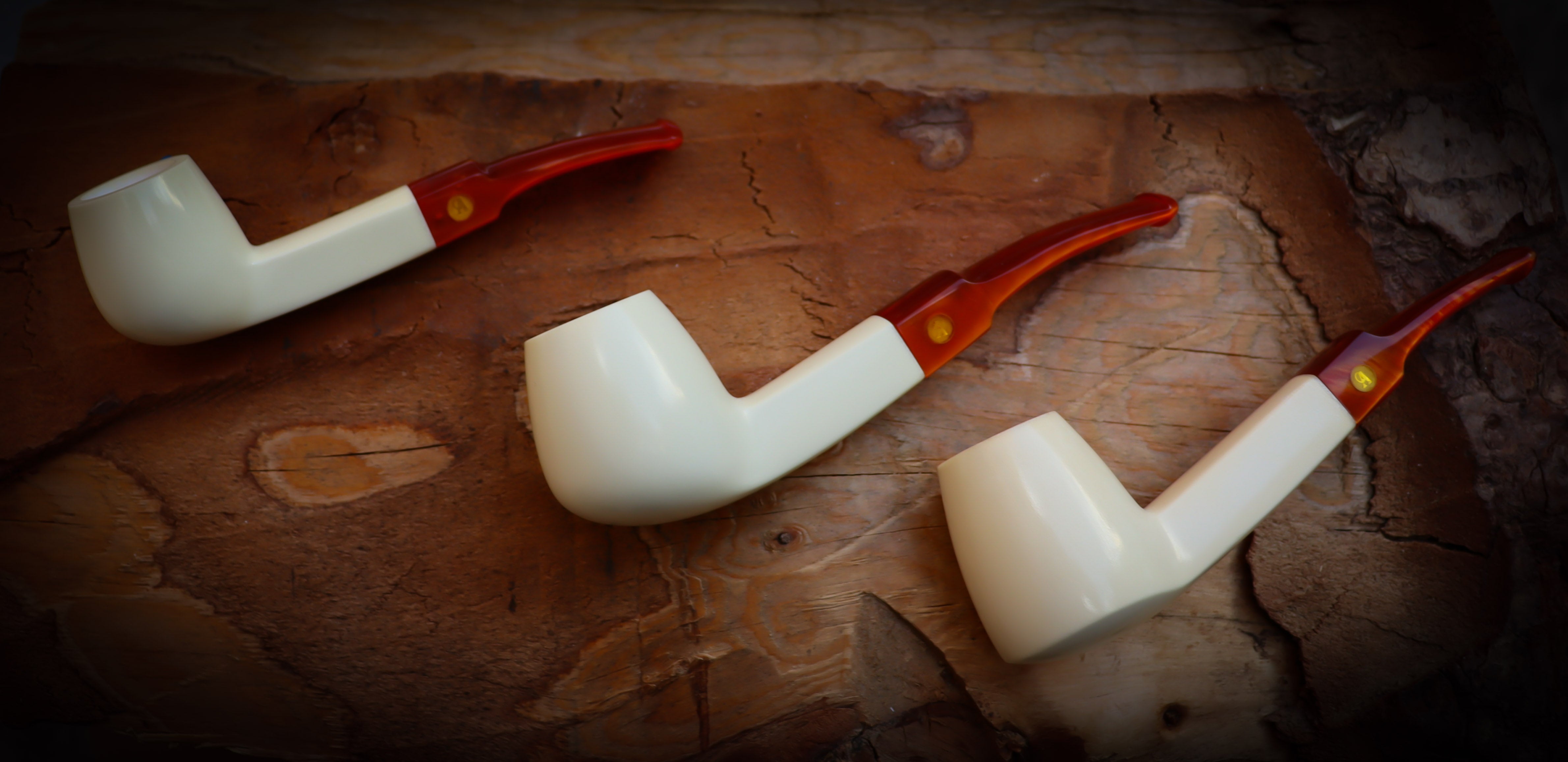 Smooth Special Handmade Billard  Meerschuam Pipe With Leather Box- Astaş Meerschaum
