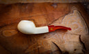 Squat Tomato Meerschaum Pipe With Leather Box- Astaş Meerschaum