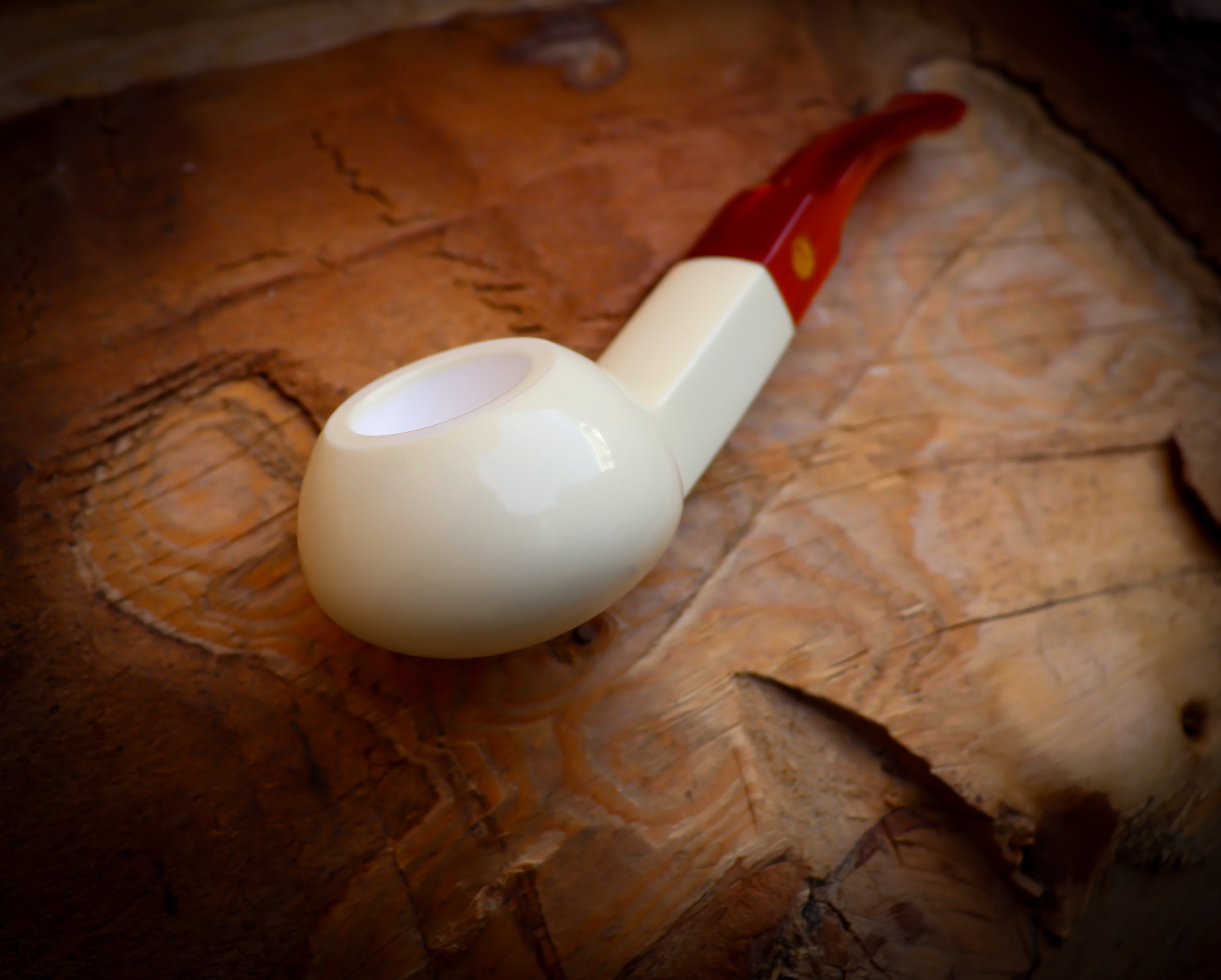 Squat Tomato Meerschaum Pipe With Leather Box- Astaş Meerschaum