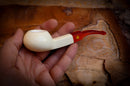 Squat Tomato Meerschaum Pipe With Leather Box- Astaş Meerschaum