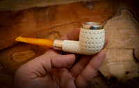 Silver Spigot Handmade Billard Meerschaum Pipe With Leather Box- Astaş Meerschaum