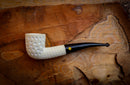 Embriodered Special Handmade Dublin Meerschaum Pipe With Leather Box- Astaş Meerschaum Pipe
