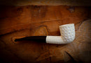 Embriodered Special Handmade Dublin Meerschaum Pipe With Leather Box- Astaş Meerschaum Pipe