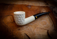 Embriodered Special Handmade Dublin Meerschaum Pipe With Leather Box- Astaş Meerschaum Pipe