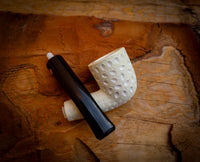 Embriodered Special Handmade Dublin Meerschaum Pipe With Leather Box- Astaş Meerschaum Pipe