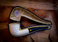 Embriodered Special Handmade Dublin Meerschaum Pipe With Leather Box- Astaş Meerschaum Pipe