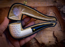 Embriodered Special Handmade Dublin Meerschaum Pipe With Leather Box- Astaş Meerschaum Pipe