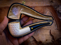 Embriodered Special Handmade Dublin Meerschaum Pipe With Leather Box- Astaş Meerschaum Pipe