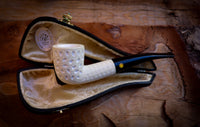 Embriodered Special Handmade Dublin Meerschaum Pipe With Leather Box- Astaş Meerschaum Pipe