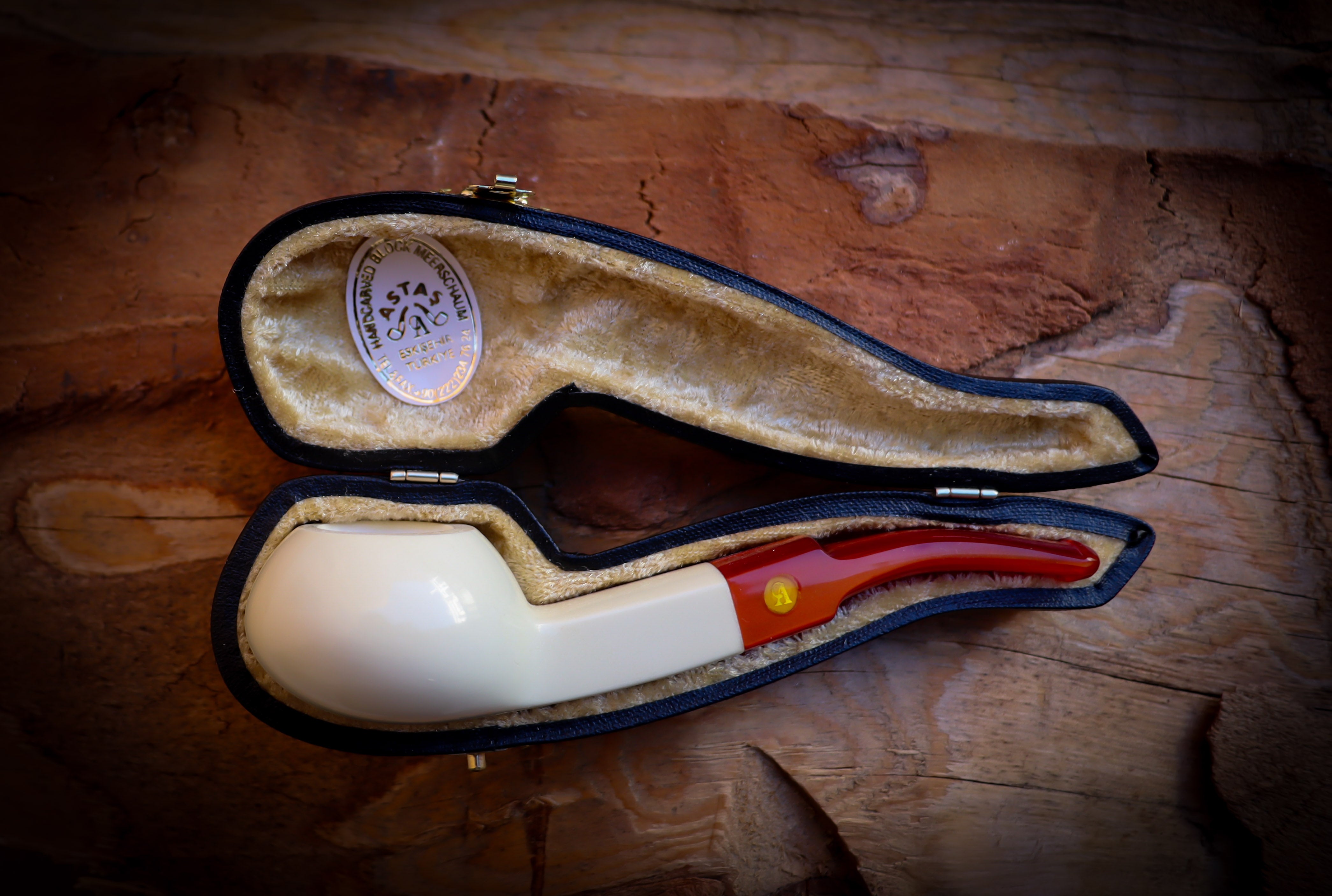Squat Tomato Meerschaum Pipe With Leather Box- Astaş Meerschaum