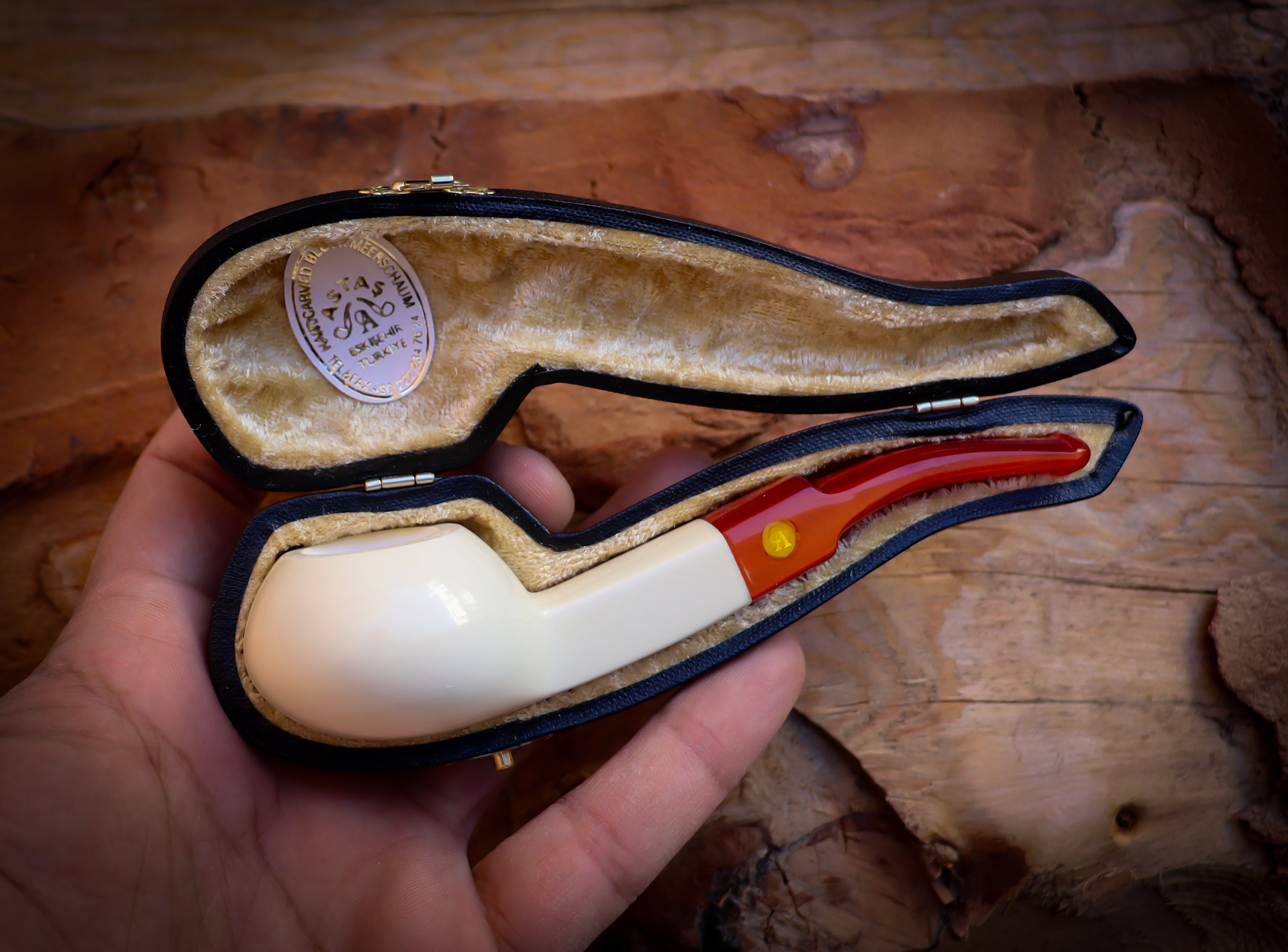 Squat Tomato Meerschaum Pipe With Leather Box- Astaş Meerschaum