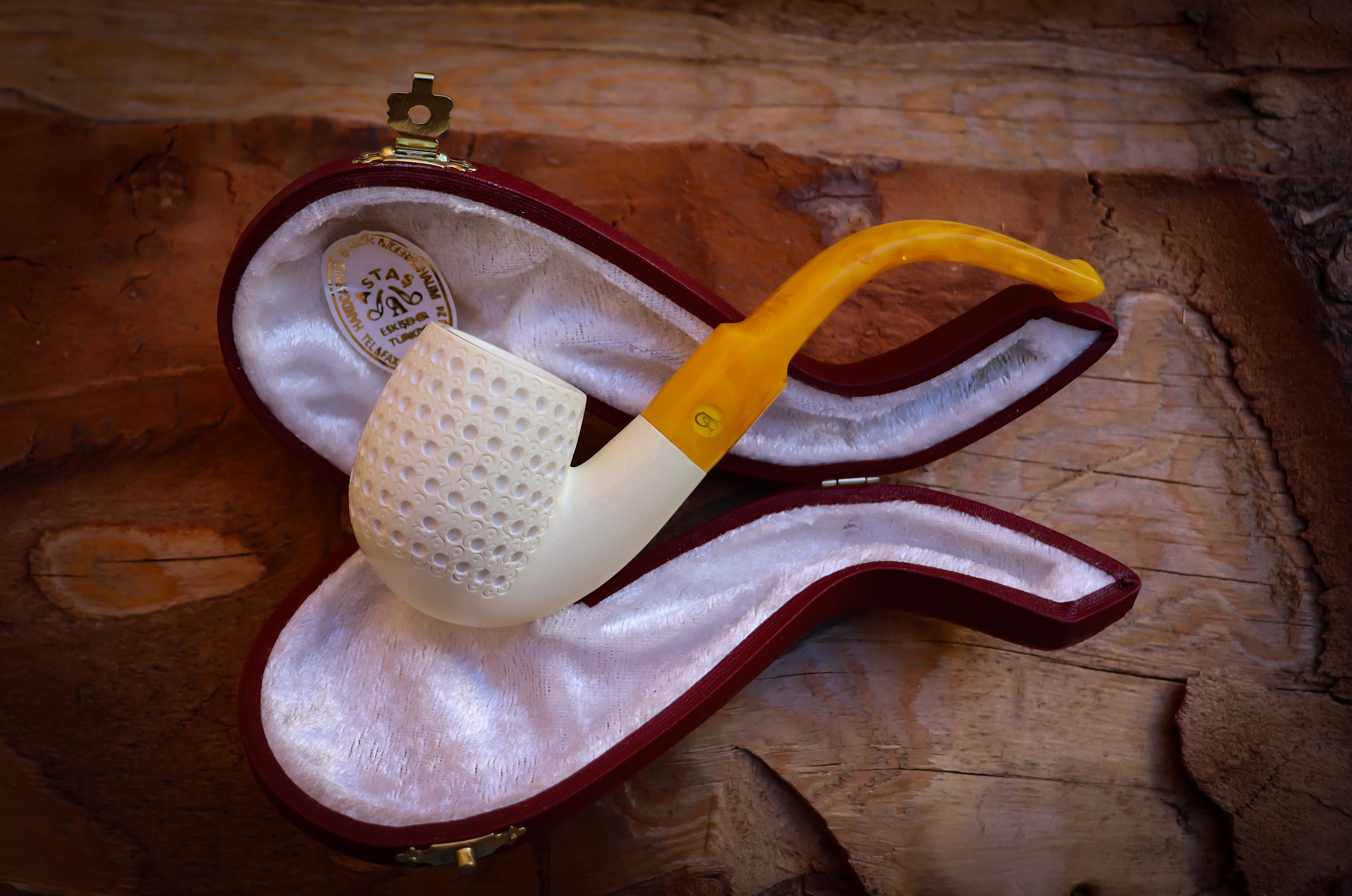 Half Bent Meerschaum Pipe With Leather Case-Astaş Meerschaum