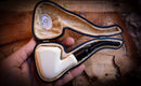 Smooth Special Hand Crafted Panel Model Meerschaum Pipe With Leather Box-Astaş Meerschaum