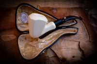 Smooth Special Hand Crafted Panel Model Meerschaum Pipe With Leather Box-Astaş Meerschaum