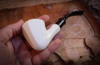 Smooth Special Hand Crafted Panel Model Meerschaum Pipe With Leather Box-Astaş Meerschaum