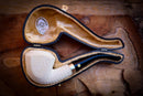 Silver Embroidered Special Handmade Panel Model Meerschaum Pipe With Leather Box