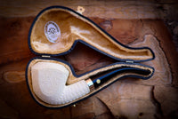 Silver Embroidered Special Handmade Panel Model Meerschaum Pipe With Leather Box