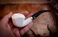Silver Embroidered Special Handmade Panel Model Meerschaum Pipe With Leather Box