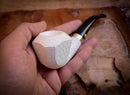 Silver Embroidered Special Handmade Panel Model Meerschaum Pipe With Leather Box
