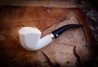 Silver Embroidered Special Handmade Panel Model Meerschaum Pipe With Leather Box