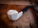 Silver Embroidered Special Handmade Panel Model Meerschaum Pipe With Leather Box