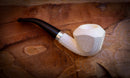 Silver Embroidered Special Handmade Panel Model Meerschaum Pipe With Leather Box