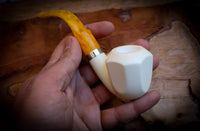 Silver Smooth Special Handmade Panel Meerschaum Pipe With Leather Box- Astaş Meerschaum