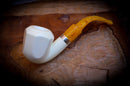 Silver Smooth Special Handmade Panel Meerschaum Pipe With Leather Box- Astaş Meerschaum
