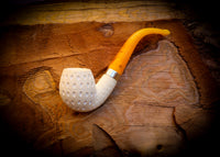 Apple Meerschaum, Silver Latticed Apple Meerschaum Pipe With Leathear Box- Astaş Meerschaum