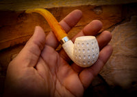 Apple Meerschaum, Silver Latticed Apple Meerschaum Pipe With Leathear Box- Astaş Meerschaum