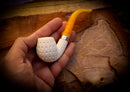 Apple Meerschaum, Silver Latticed Apple Meerschaum Pipe With Leathear Box- Astaş Meerschaum