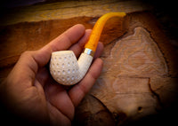 Apple Meerschaum, Silver Latticed Apple Meerschaum Pipe With Leathear Box- Astaş Meerschaum