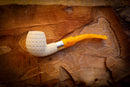 Apple Meerschaum, Silver Latticed Apple Meerschaum Pipe With Leathear Box- Astaş Meerschaum