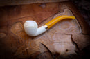Rhodesian Meerschaum, Silver Smooth Special Handmade Bulldog Meerschaum Pipe With Leather Box- Astaş Meerschaum